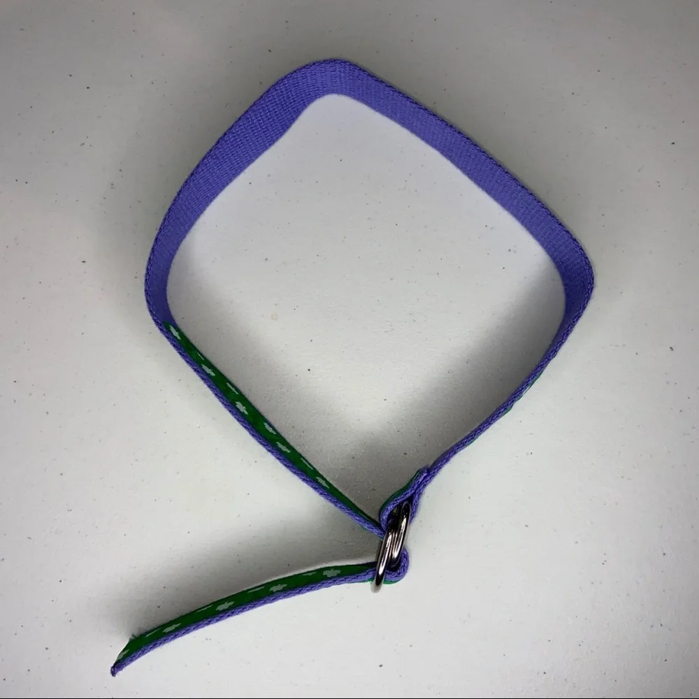 Green with white Shamrocks Youth Nylon ribbon Belt D-Ring